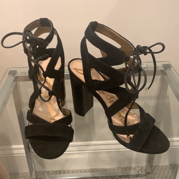 Sam Edelman Shoes - Sam Edelman lace up black block heel sandal pumps 6.5 like new
